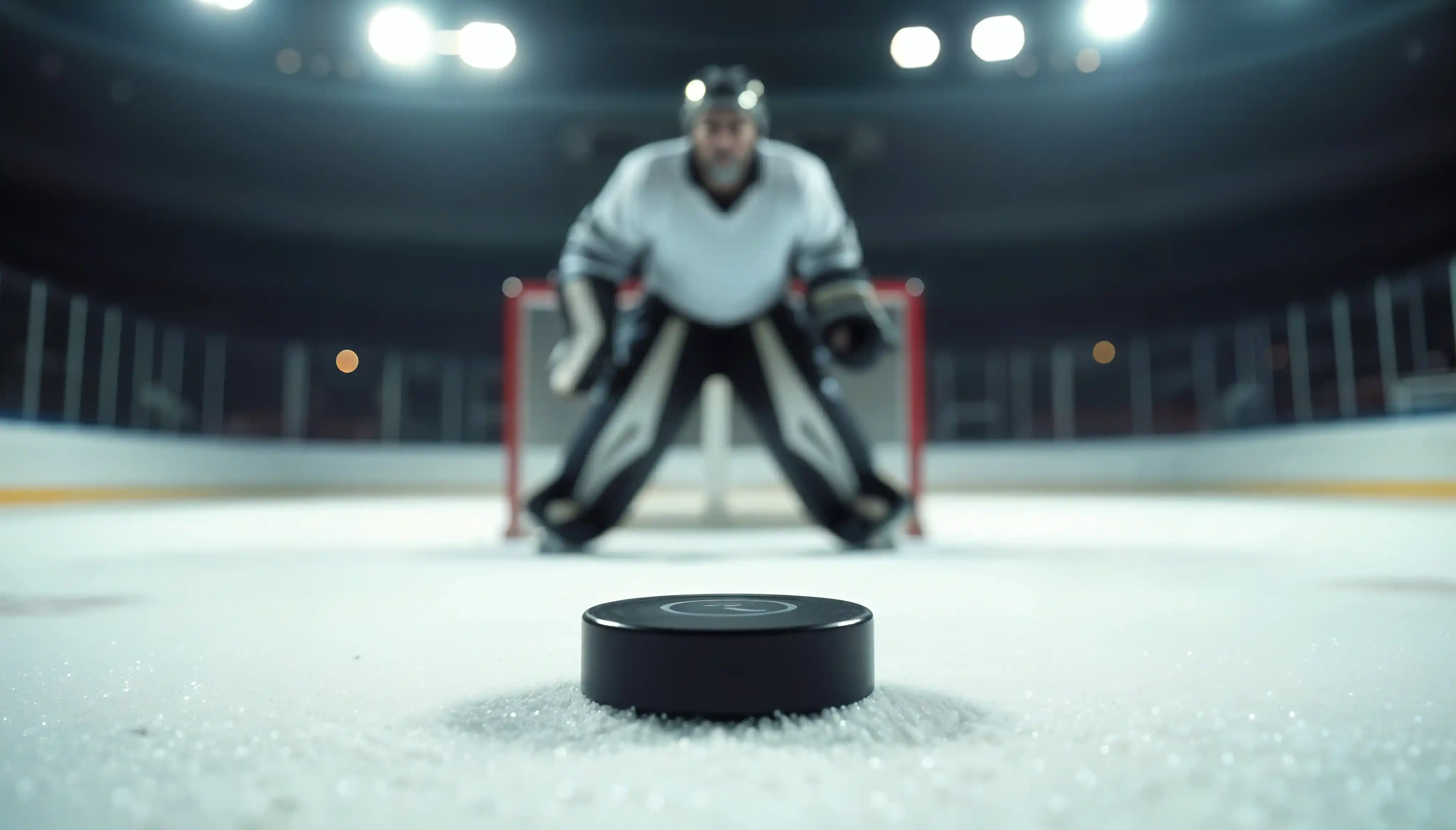 Hockey coach with players practicing on the ice
