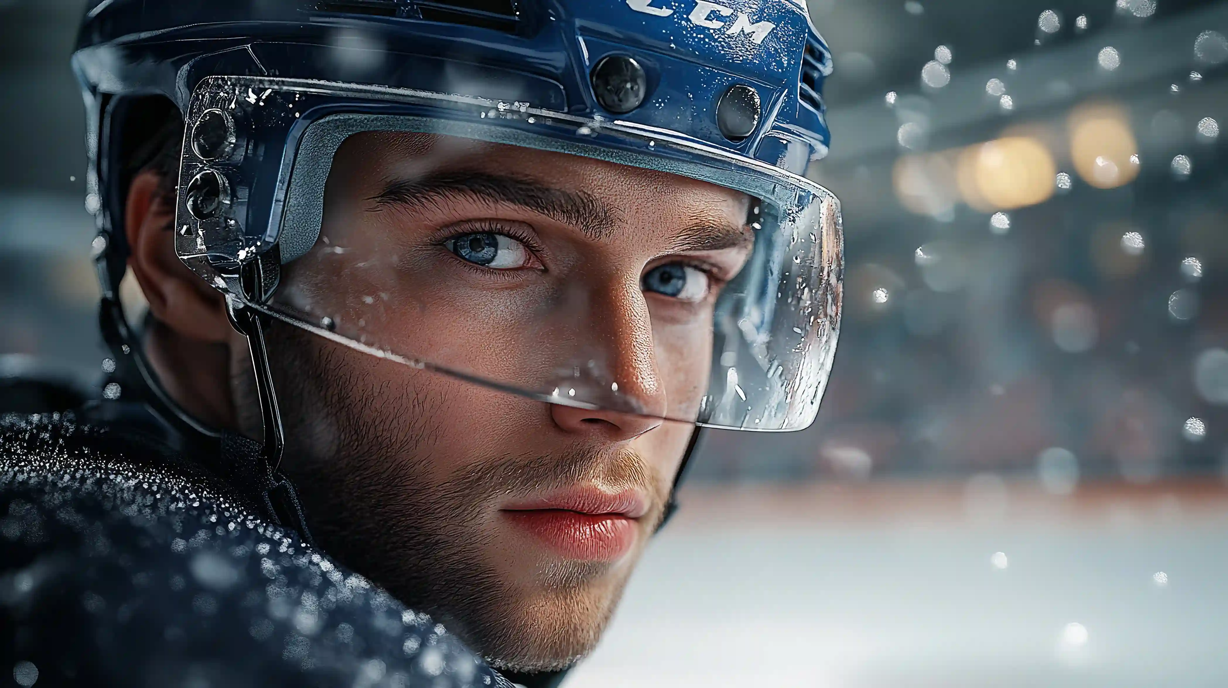 Hockey coach supporting players on the rink
